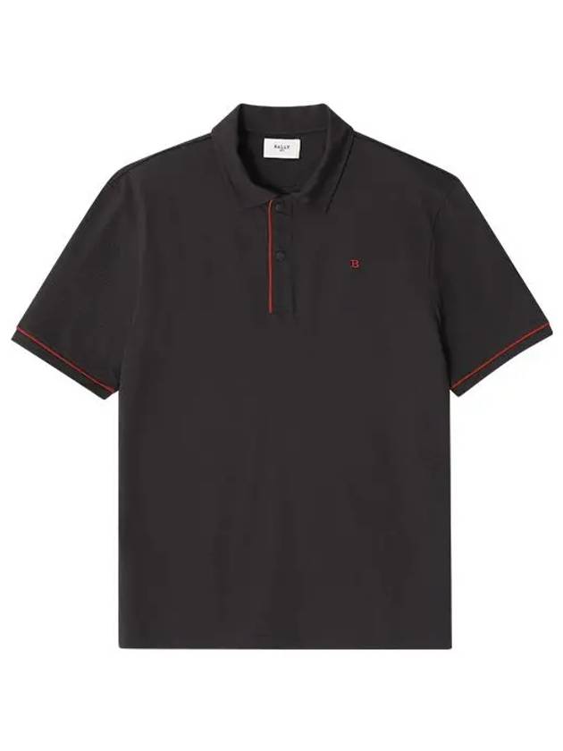 B Logo Cotton Polo Shirt Black - BALLY - BALAAN 3