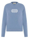 Couture Embroidered Cashmere Jersey Knit Top Blue - DIOR - BALAAN 2