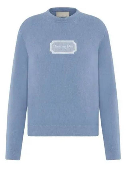 Couture Embroidered Cashmere Jersey Knit Top Blue - DIOR - BALAAN 2