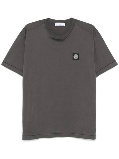 Logo Patch Short Sleeve T-Shirt Charcoal - STONE ISLAND - BALAAN 2