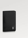 Pocket Organizer Taiga Leather Card Wallet Black - LOUIS VUITTON - BALAAN 2