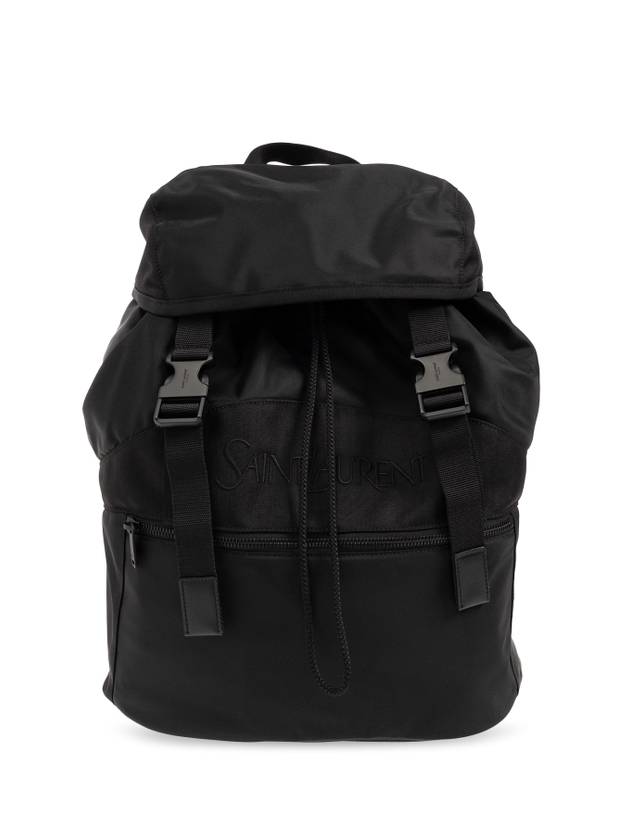 Backpack In Econyl And Vegetable-Tanned Leather Black - SAINT LAURENT - BALAAN 1