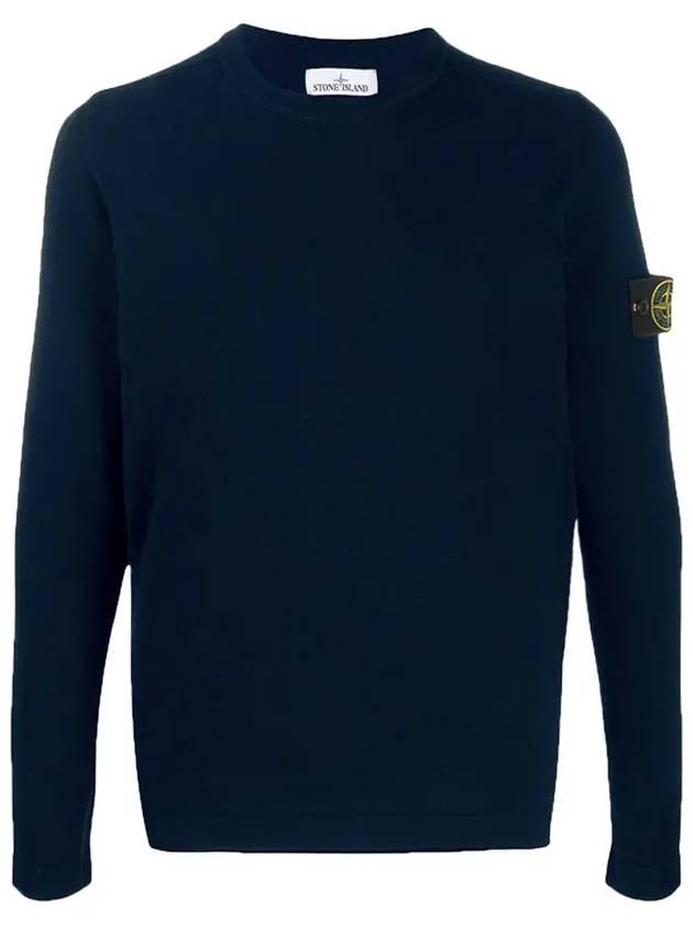 Wappen Patch Round Cotton Knit Top Navy - STONE ISLAND - BALAAN 2