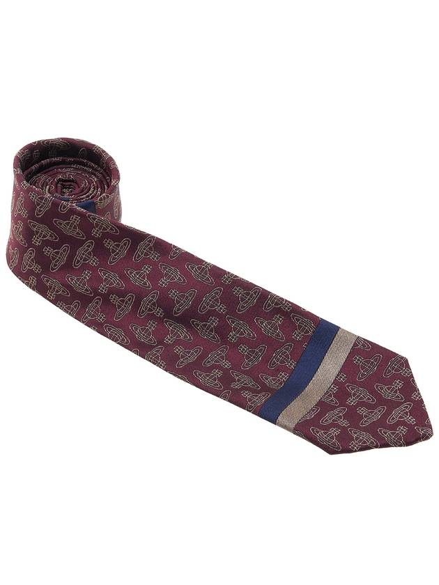 All Over Logo Jacquard Silk Tie Burgundy - VIVIENNE WESTWOOD - BALAAN 3