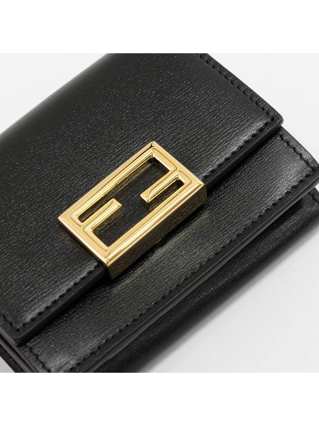 Logo Tri-Fold Half Wallet Black - FENDI - BALAAN 3