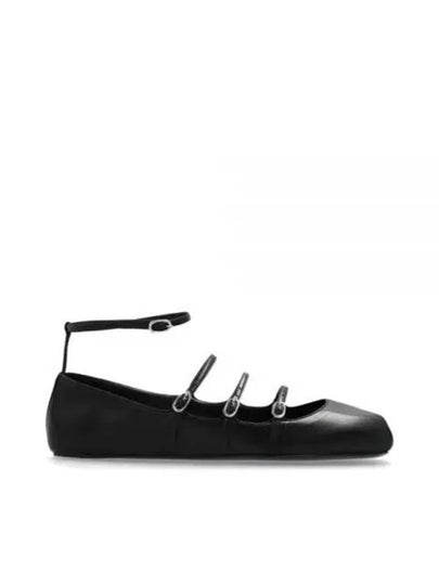 Buckled Straps Leather Ballerina Shoes Black - ALEXANDER MCQUEEN - BALAAN 2