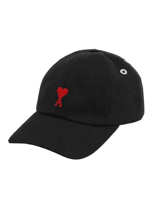 Embroidered Heart Logo Ball Cap Black - AMI - BALAAN 1