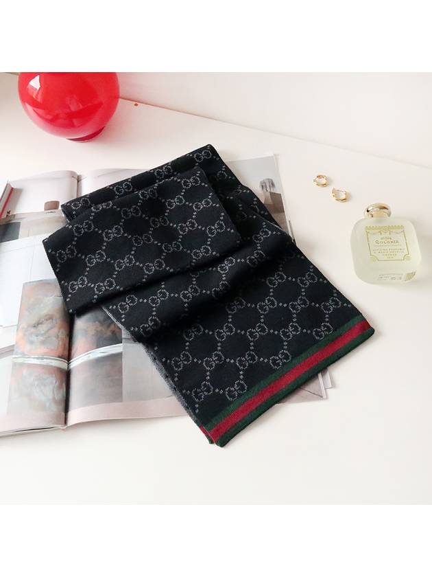 GG Two-Tone Wool Scarf Black - GUCCI - BALAAN 4