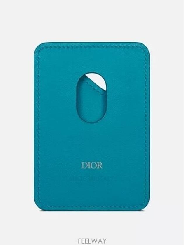 Saddle Magnetic Card Wallet Blue Dior Gravity Leather - DIOR - BALAAN 3