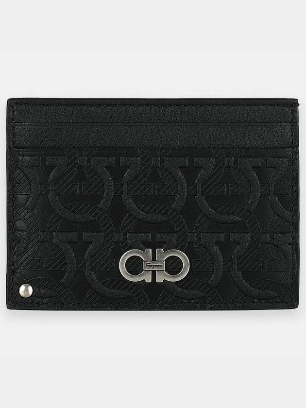 Gancini Embossed Card Wallet Black - SALVATORE FERRAGAMO - BALAAN 3