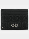 Gancini Embossed Card Wallet Black - SALVATORE FERRAGAMO - BALAAN 3