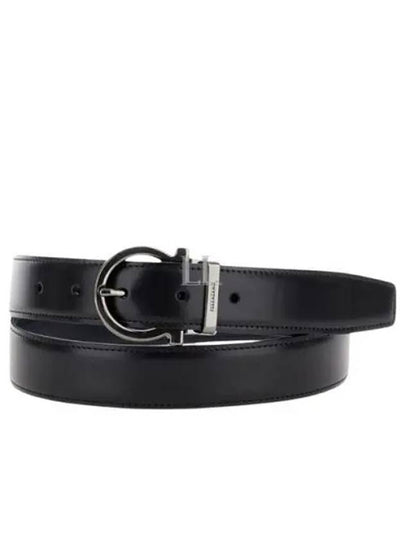 Gancini Reversible Leather Belt Black - SALVATORE FERRAGAMO - BALAAN 2