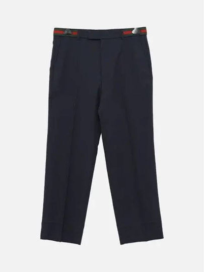 Fluid Drill Web Detail Straight Pants Navy - GUCCI - BALAAN 2