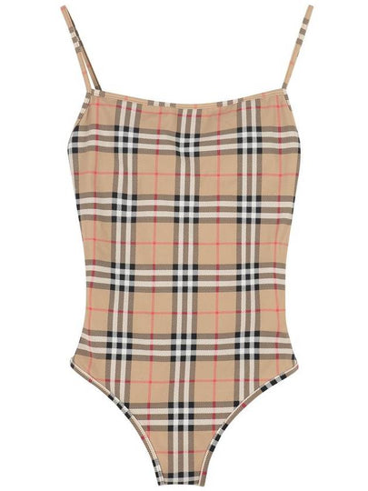 Women's Vintage Check One-Piece Swimsuit Beige - BURBERRY - BALAAN 2