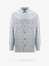 Oblique Kasuri Cotton Denim Over Long Sleeve Shirt Blue White - DIOR - BALAAN 1