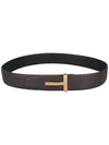 Gold Soft Grain Leather T Icon Belt Brown Black - TOM FORD - BALAAN 9