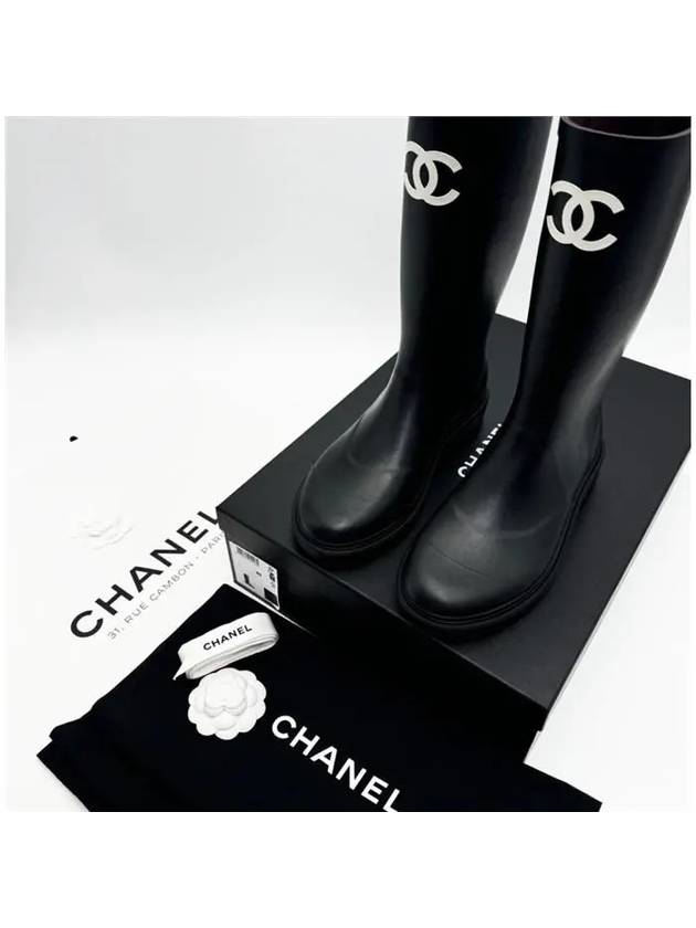 CC Logo Caoutchouc Rain Boots Black - CHANEL - BALAAN 9