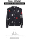 Anchor Intarsia 4-Bar V-Neck Cardigan Navy - THOM BROWNE - BALAAN 3