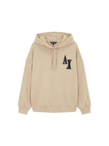 Women s AX Logo Patch Hooded Sweatshirt Beige 270734 - ARMANI EXCHANGE - BALAAN 1