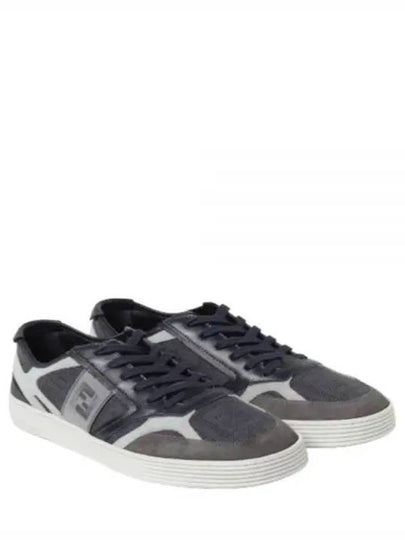 Step Leather Low Top Sneakers Blue - FENDI - BALAAN 2