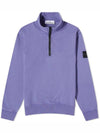 Logo Badge Half Zipper Cotton Fleece Knit Top Lavender - STONE ISLAND - BALAAN 1