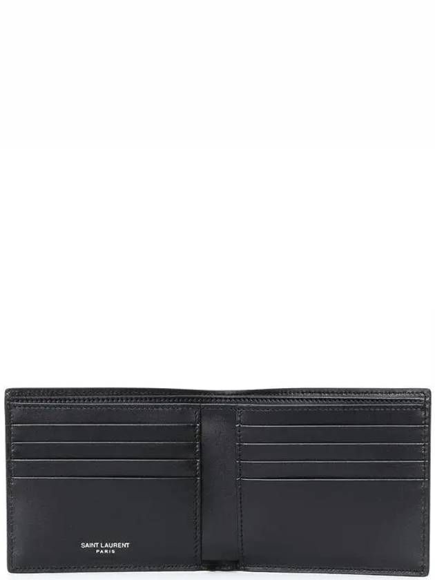 Smooth Leather Classic Logo Half Wallet Black - SAINT LAURENT - BALAAN 5