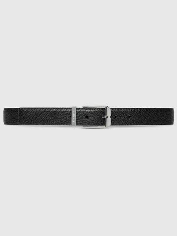 Rectangular Leather Buckle Belt Black - GUCCI - BALAAN 1