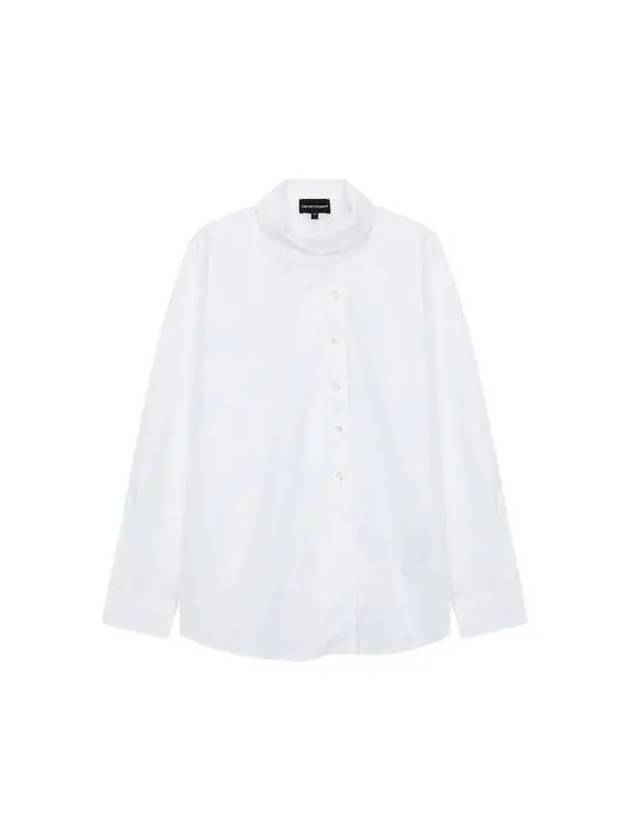 Women s Cross Collar Cotton Shirt White - EMPORIO ARMANI - BALAAN 1