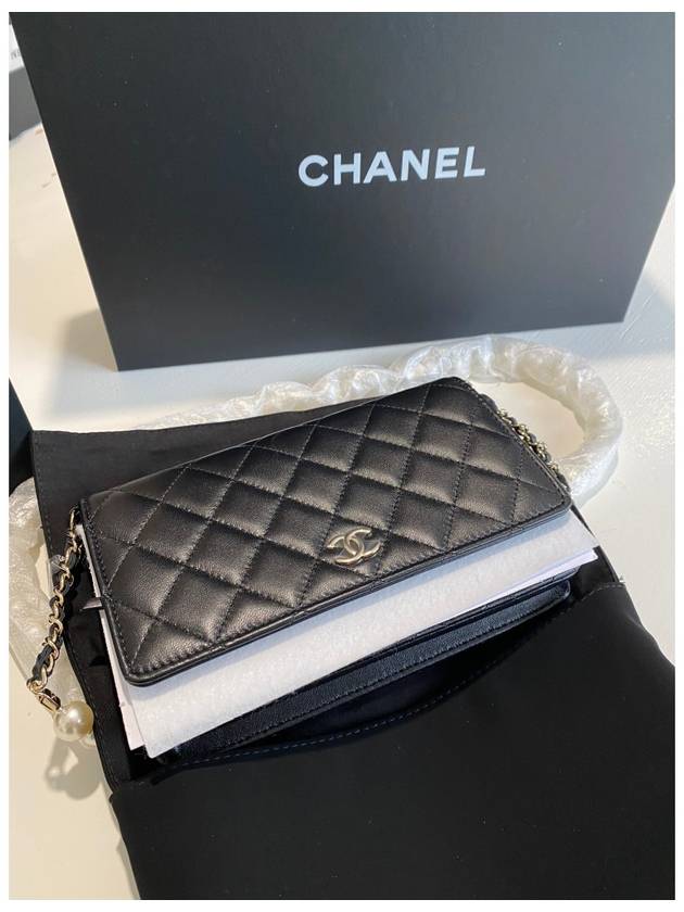 Pearl Strap Woc Gold Lambskin Chain Cross Bag Black AP2579 B07531 94305 - CHANEL - BALAAN 4