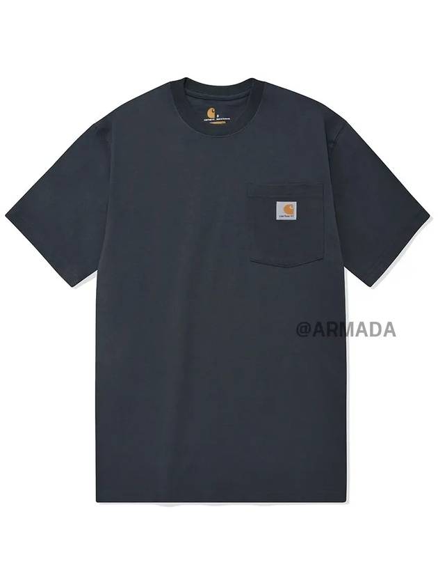 Workwear Pocket Short Sleeve T-Shirt Bluestone - CARHARTT - BALAAN 2