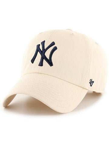 NY Big Logo New York Yankees Baseball Cap MLB Hat Premium Line Ball Natural - 47BRAND - BALAAN 1