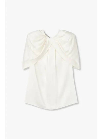 STELLA McCARTNEY DRAFT SHOULDER SATIN TOP CREAM - STELLA MCCARTNEY - BALAAN 1