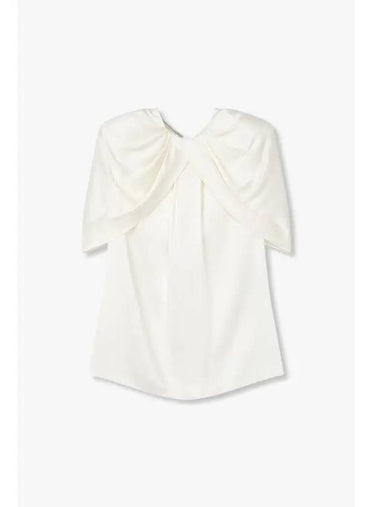 STELLA McCARTNEY DRAFT SHOULDER SATIN TOP CREAM - STELLA MCCARTNEY - BALAAN 1