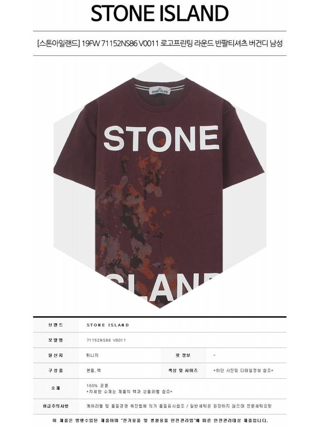 11th Anniversary Signature Logo Short Sleeve T-Shirt Burgundy - STONE ISLAND - BALAAN 3