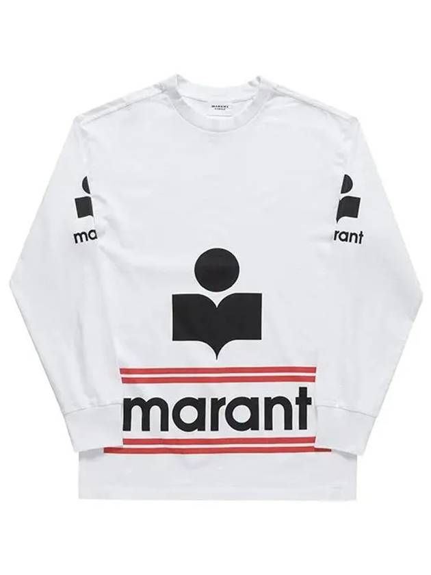 Gianni Big Logo Print Cotton Long Sleeve T-Shirt White - ISABEL MARANT - BALAAN 3