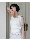 Linen Knit Vest Stitched by Hand IVORY women s top - RUBATI - BALAAN 5