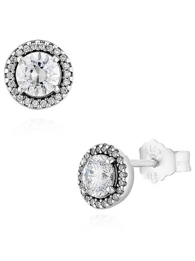 Round Sparkling Stud Earrings Silver - PANDORA - BALAAN 3