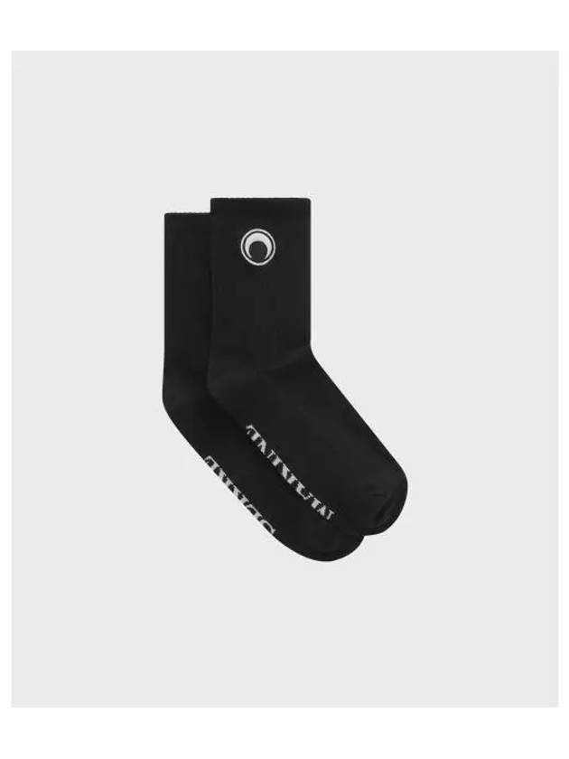 Women s Moon Logo Ribbed Jersey Ankle Socks Black White - MARINE SERRE - BALAAN 1