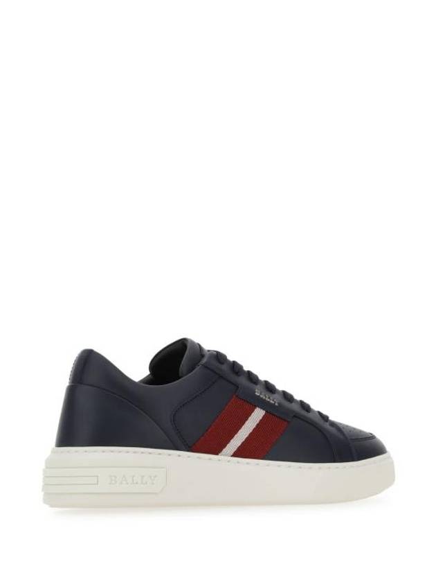 Moony Striped Leather Low Top Sneakers Navy - BALLY - BALAAN 4