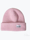 Logo Patch Knit Beanie Pink - GANNI - BALAAN 2