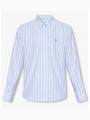 Tonal Heart Logo Striped Long Sleeve Shirt Blue - AMI - BALAAN 1