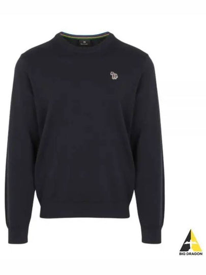 Zebra Patch Crew Neck Knit Top Navy - PAUL SMITH - BALAAN 2