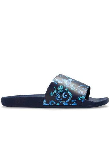 Versace Jeans Couture Rubber Slides With Print, Men's, Navy Blue - VERSACE - BALAAN 1