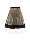 Women's Check Accordion Pleated Skirt Green - PEOPLE OF THE WORLD - BALAAN 3