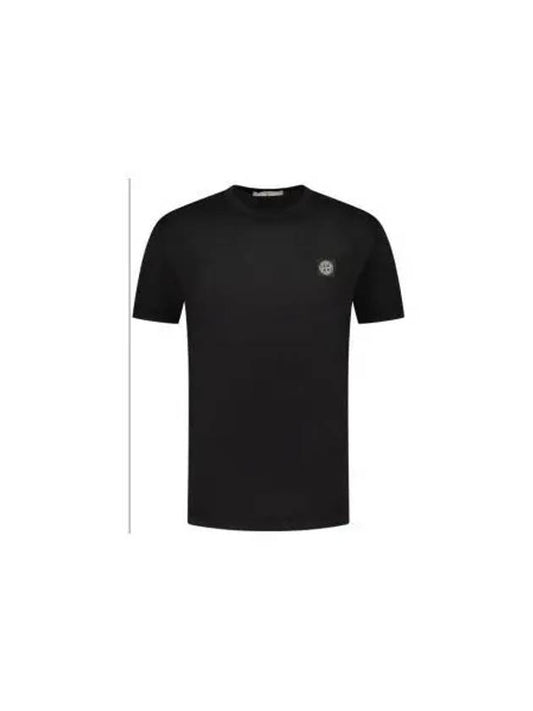 Slimfit Cotton Jersey Short Sleeve T-shirt Black - STONE ISLAND - BALAAN 2