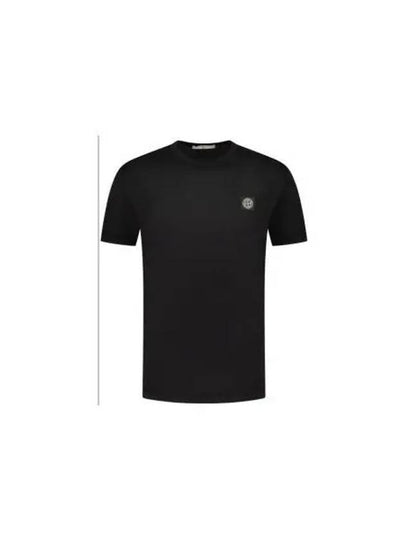 Slimfit Cotton Jersey Short Sleeve T-shirt Black - STONE ISLAND - BALAAN 2