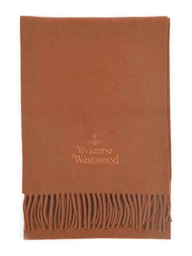 Embroidered Logo Wool Muffler Brown - VIVIENNE WESTWOOD - BALAAN 6