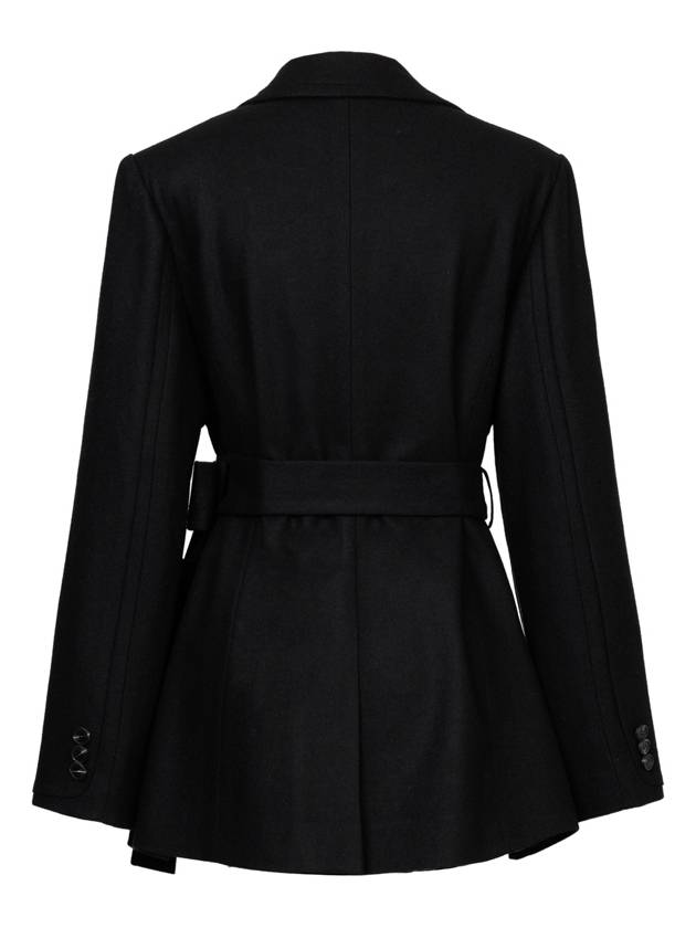 Colin Taylor Collar Double Button Color Combination Belted Wool Jacket Black - RAMUSTUDIO - BALAAN 3