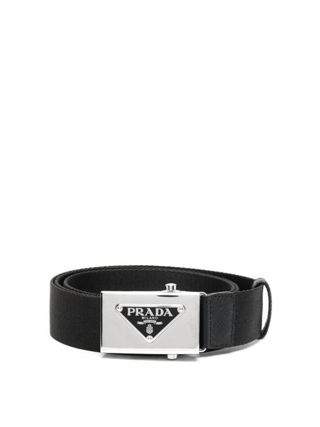 Triangle Logo Plaque Buckle Nylon Belt Black - PRADA - BALAAN 2