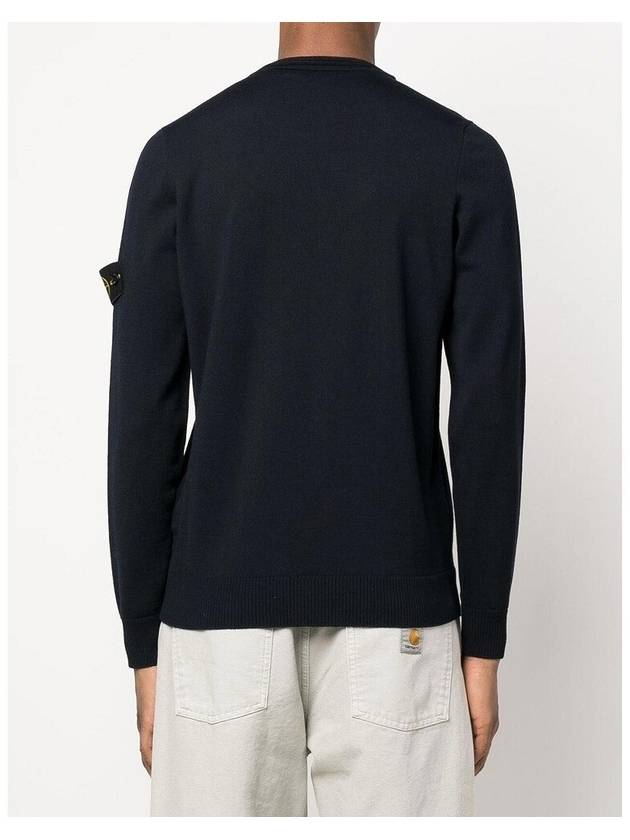 Logo Patch Round Neck Knit Top Navy - STONE ISLAND - BALAAN 4